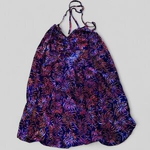 Acadia World Traders Bali Navy Floral Halter Tie Neck Sundress Womens Sz XXL NWT